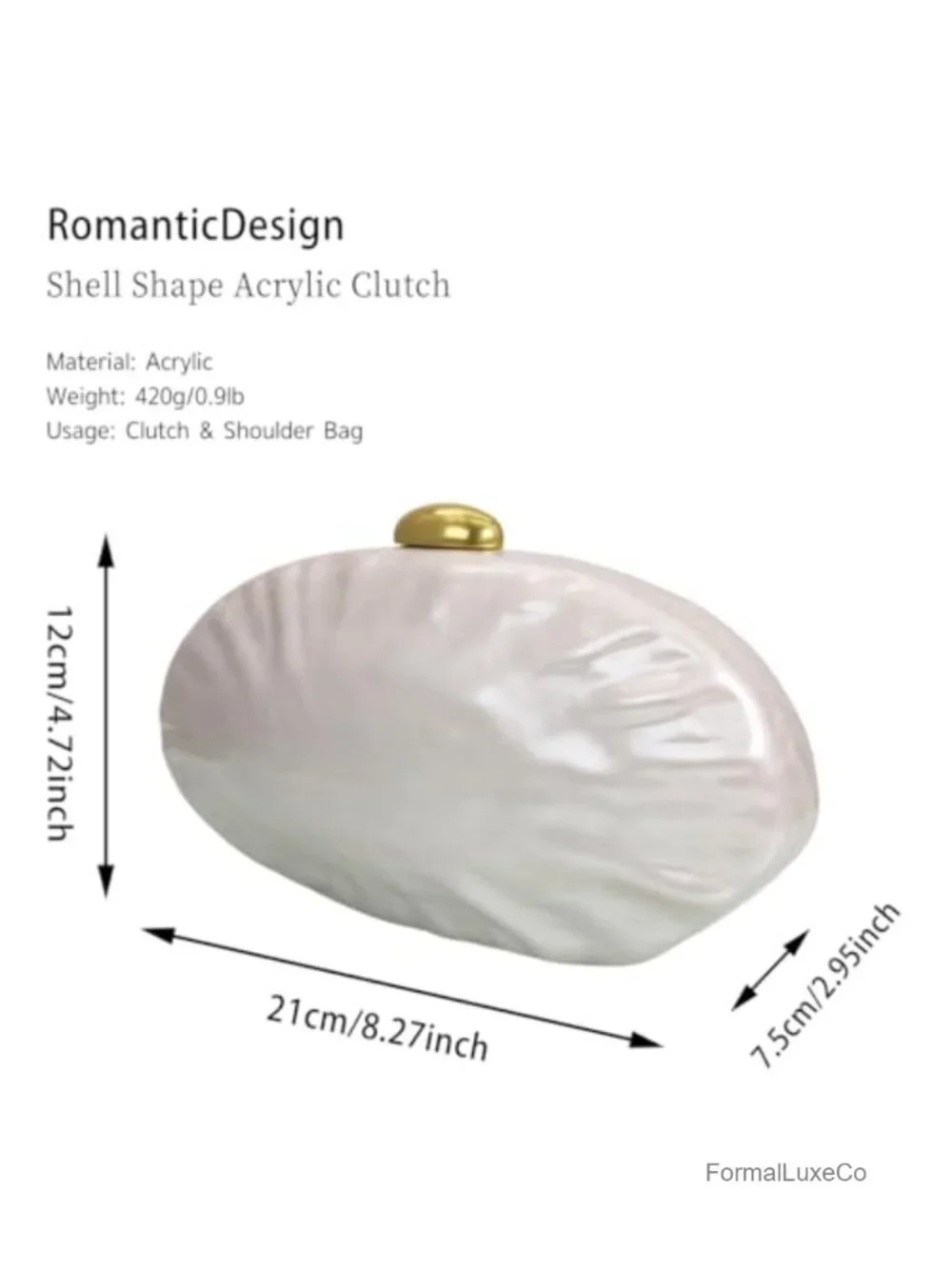 Acrylic Clutch with Detachable Chain - Wedding Prom Evening Handbag